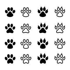 Paw Collection Cat, Dog, Bear Icon Set