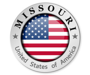 Silver badge with Missouri and USA flag