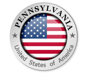Silver badge with Pennsylvania and USA flag