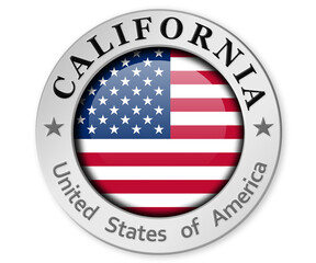 Silver badge with California and USA flag