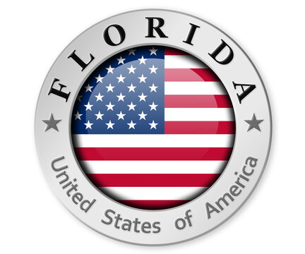 Silver badge with Florida and USA flag