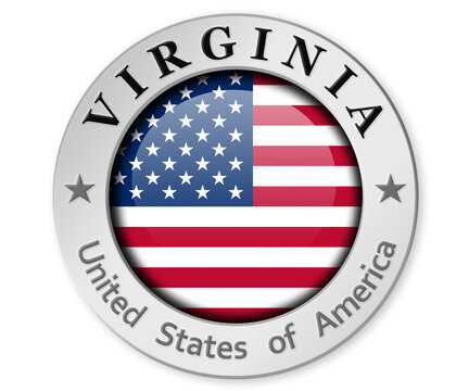 Silver badge with Virginia and USA flag
