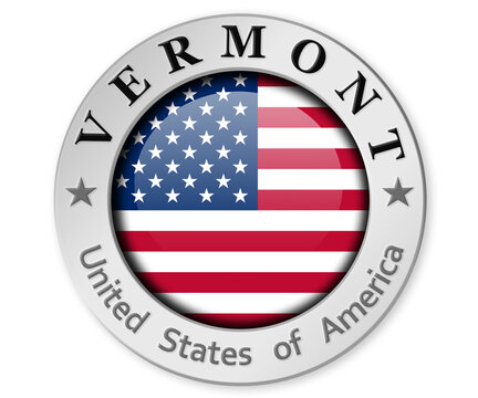 Silver badge with Vermont and USA flag