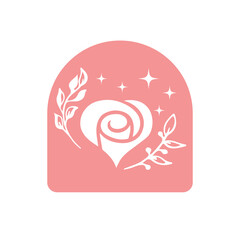 Rose flower with leaf and branch logo design emblem design