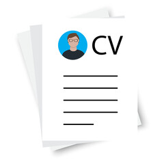 Cv document in modern style. Staff document. Clear template. Vector illustration.