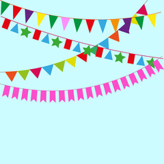 Obraz premium flags garlands. Party bunting decoration. Vector illustration.