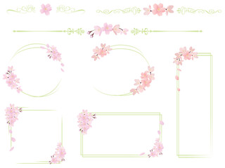 リアルな桜の花のフレームイラストセット