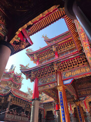 The Lunar New Year`s Day when the crowds are still lively at Zhulinshan Temple in Linkou, New Taipei City, Taiwan