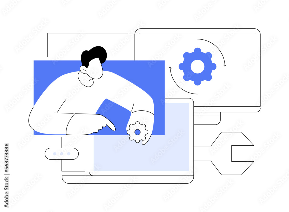 Wall mural computer service abstract concept vector illustration.