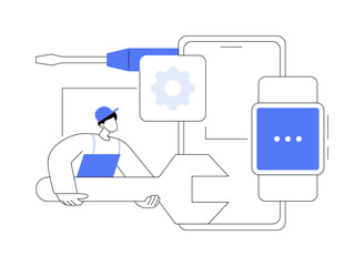 Mobile device repair abstract concept vector illustration.