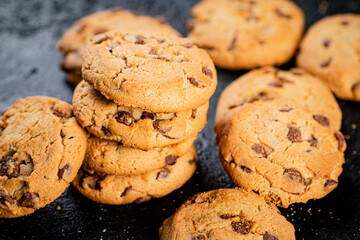 A pile of milk chocolate cookies. 