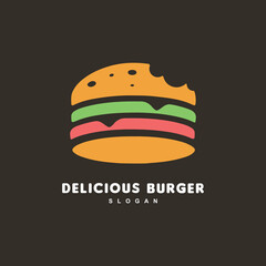 bite burger logo design for cafe or restaurant design vector