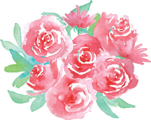 水彩画。水彩タッチの薔薇イラスト。薔薇のベクターイラスト。
Watercolor painting. Rose illustration with watercolor touch. Vector illustration of a rose.
