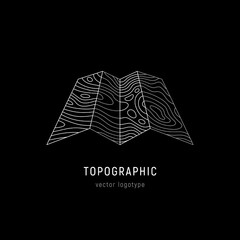 Outdoor logo of topographic line map. Wood rings, vector line pattern of shape countour. Outline pattern for outdoor logo templates. Contours of tree, concepts for geographic logotype.