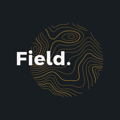 Field logo of topographic line map. Wood rings, vector line pattern of shape countour. Outline pattern for outdoor logo templates. Contours of tree, concepts for geographic logotype.