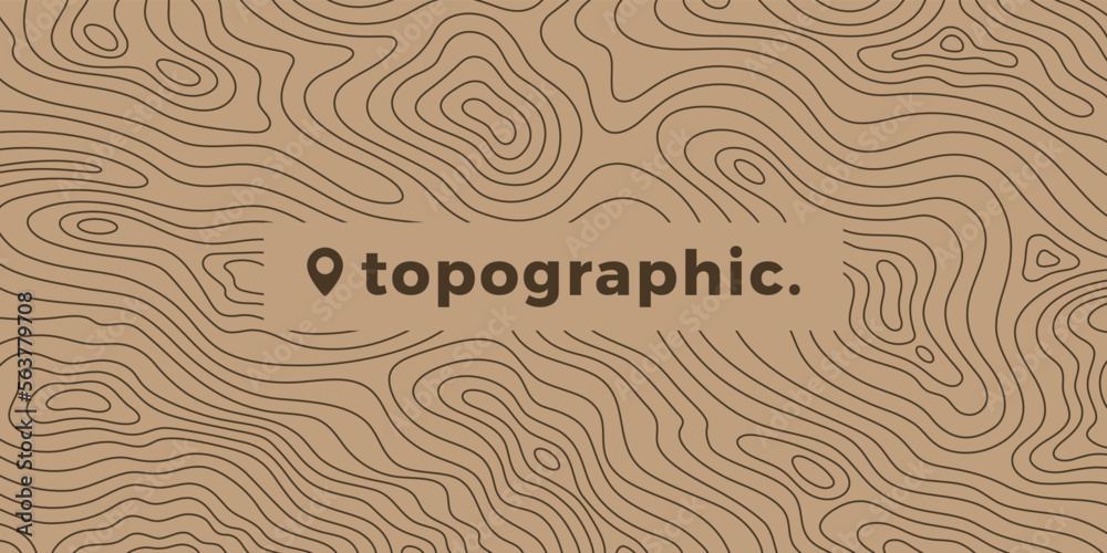Wall mural outdoor pattern of topographic line map. vector line pattern of wood rings countour. outline pattern