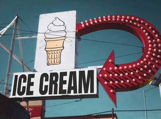 Retro vintage ice cream sign