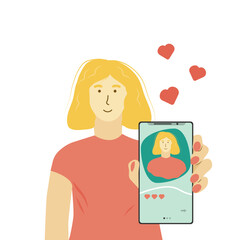 Smile face. Vector background. Beautiful young lady. Mental health.