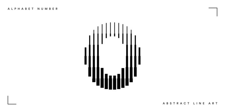 Number 0 logo with abstract geometric vertical lines
