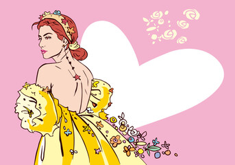 princess with a flower vector for card illustration decoration