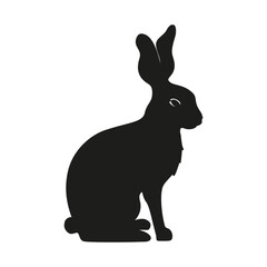 Rabbit bunny sitting silhouette Easter vector animal ear black shape spring graphic