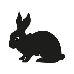 Rabbit bunny silhouette Easter vector animal ear black shape spring graphic