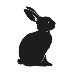 Obraz premium Rabbit bunny sitting silhouette Easter vector animal ear black shape spring graphic