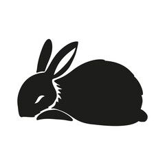 Rabbit bunny sleeping silhouette Easter vector animal ear black shape spring graphic