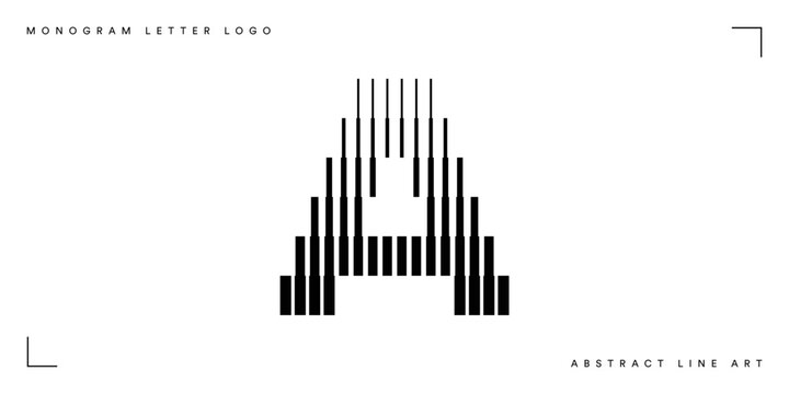 Letter A logo with abstract geometric vertical lines
