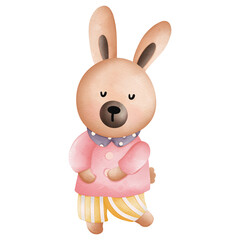Watercolor cute rabbit easter, bunny easter, Rabbit bohemian cartoon style, Rabbit bunny kids