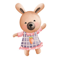 Watercolor cute rabbit easter, bunny easter, Rabbit bohemian cartoon style, Rabbit bunny kids