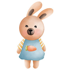 Watercolor cute rabbit easter, bunny easter, Rabbit bohemian cartoon style, Rabbit bunny kids