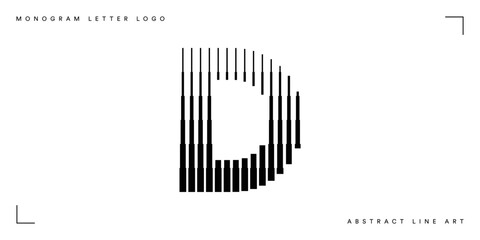 Letter D Logo with Abstract Line Pattern