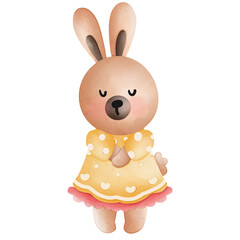 Watercolor cute rabbit easter, bunny easter, Rabbit bohemian cartoon style, Rabbit bunny kids