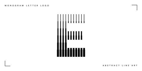 Letter E Logo with Abstract Line Pattern