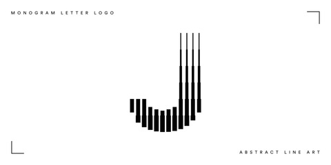 Letter J Logo with Abstract Line Pattern
