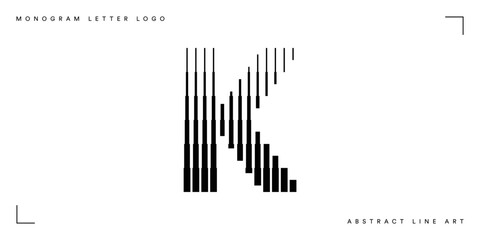 Letter K Logo with Abstract Line Pattern