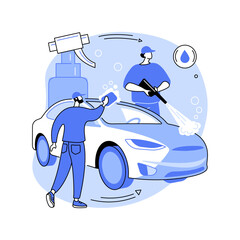 Car wash service abstract concept vector illustration. - obrazy, fototapety, plakaty