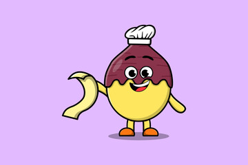 Cute cartoon Sweet potato chef character with menu in hand cute style design illustration