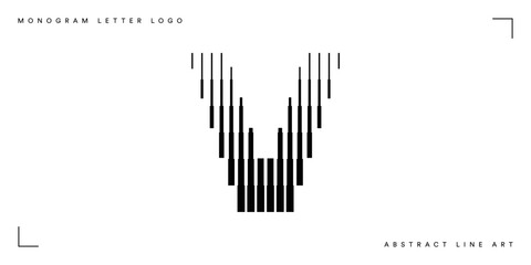 Letter V Logo with Abstract Line Pattern
