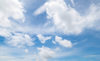 Panoramic view of clear blue sky and clouds, clouds with background.
