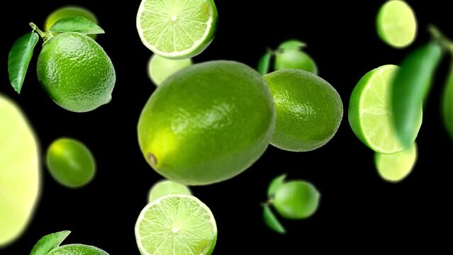 Falling lime  Background, with Alpha Channel, Loop 
