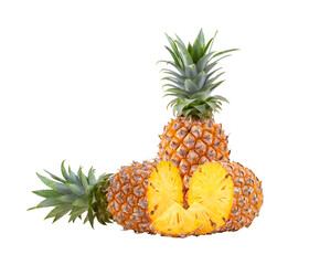  pineapple slices isolated on  transparent png