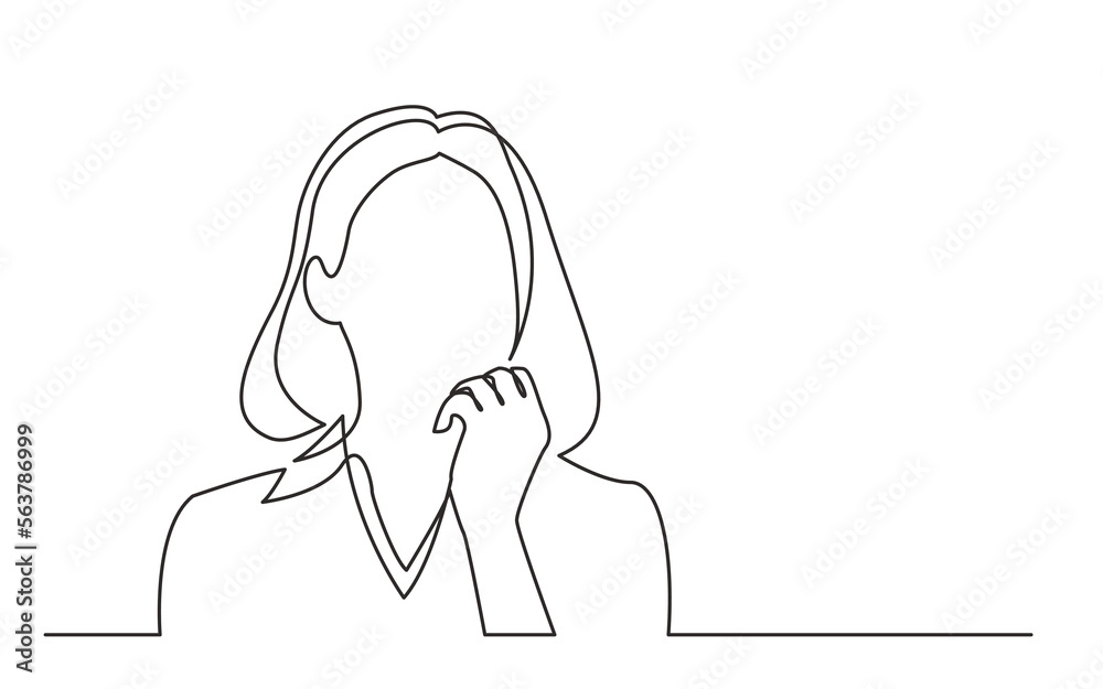 Canvas Prints continuous line drawing vector illustration with fully editable stroke of woman thinking about probl