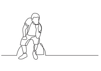 continuous line drawing vector illustration with FULLY EDITABLE STROKE of thinking man