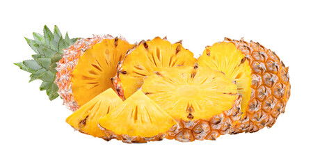  pineapple slices isolated on transparent png