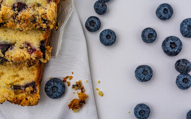 Fototapeta na wymiar Homemade blueberry pie with fresh blueberries top view