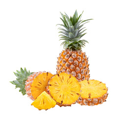  pineapple slices isolated on transparent png