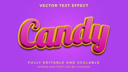 3d cute candy playful text style effect template editable text effect