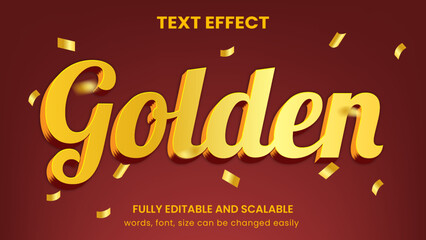 3d luxury gold sparkle confetti text style effect template editable text effect